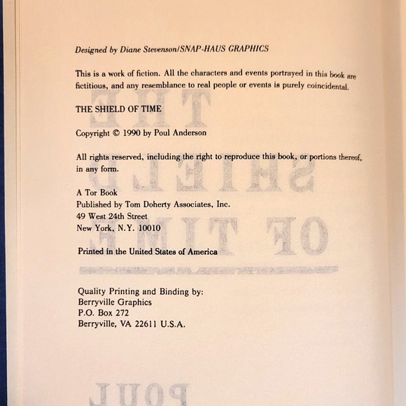 The Shield of Time by Poul Anderson, First Edition Hardcover, 1990, VGUC, sci-fi - Picture 9 of 9